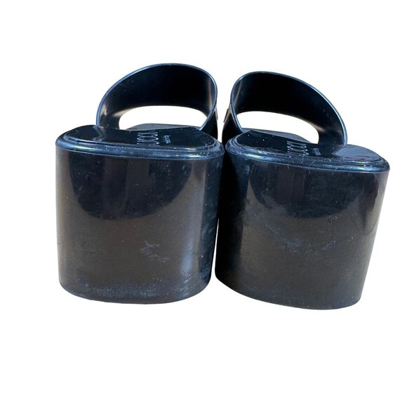 Gucci Rubber Logo Sandals Black PVC Glossy Mule Platform Slide Size 37 - Picture 8 of 10